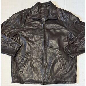 ROUNDTREE & YORKE - Men's Brown Lambskin Leather Jacket - Size X-Large XL